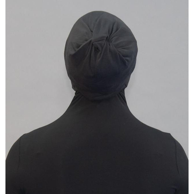 Criss Cross Tie-back Cap- Midnight Black - Modestia Collection is a Detroit scarf based brand with a curated for Detroiter's and to the eclectic style of scarf lovers around the globe.