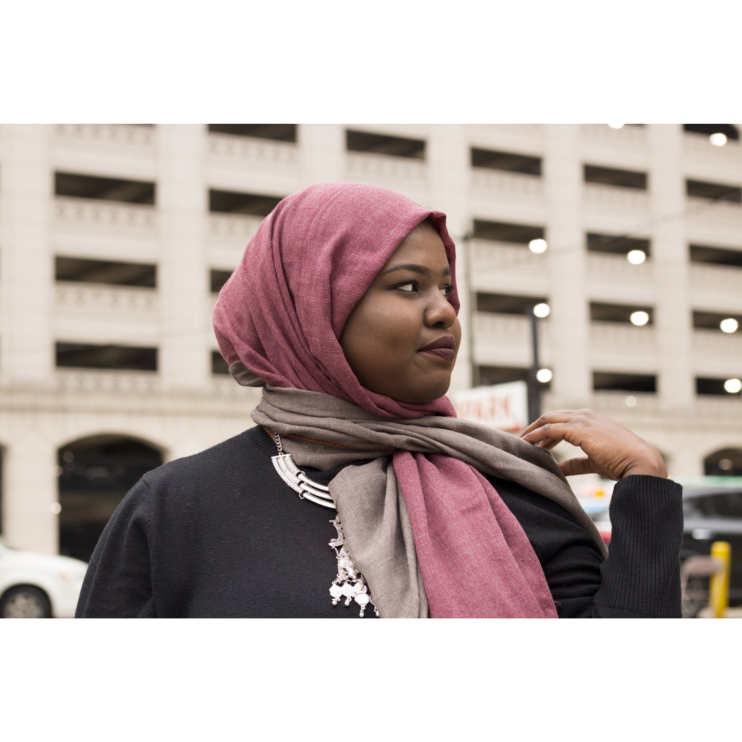 Color Block - Rosewood and Ash - Modestia Collection is a Detroit scarf based brand with a curated for Detroiter's and to the eclectic style of scarf lovers around the globe.