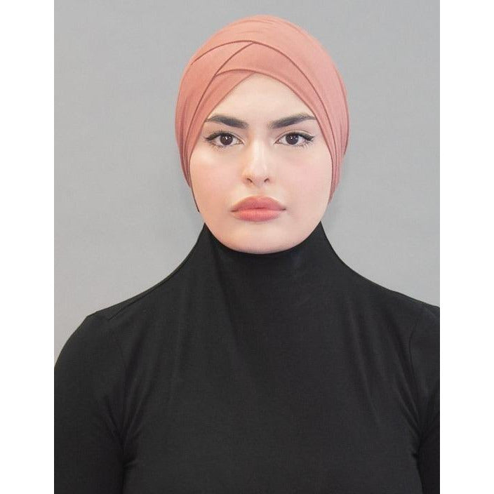 Criss Cross Tie-back Cap - Desert Rose - Modestia Collection is a Detroit scarf based brand with a curated for Detroiter's and to the eclectic style of scarf lovers around the globe.