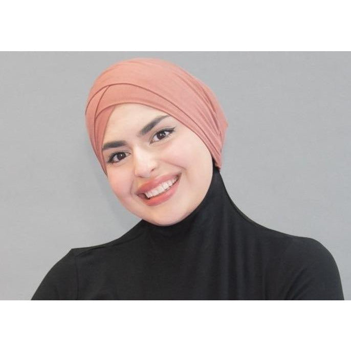 Criss Cross Tie-back Cap - Desert Rose - Modestia Collection is a Detroit scarf based brand with a curated for Detroiter's and to the eclectic style of scarf lovers around the globe.