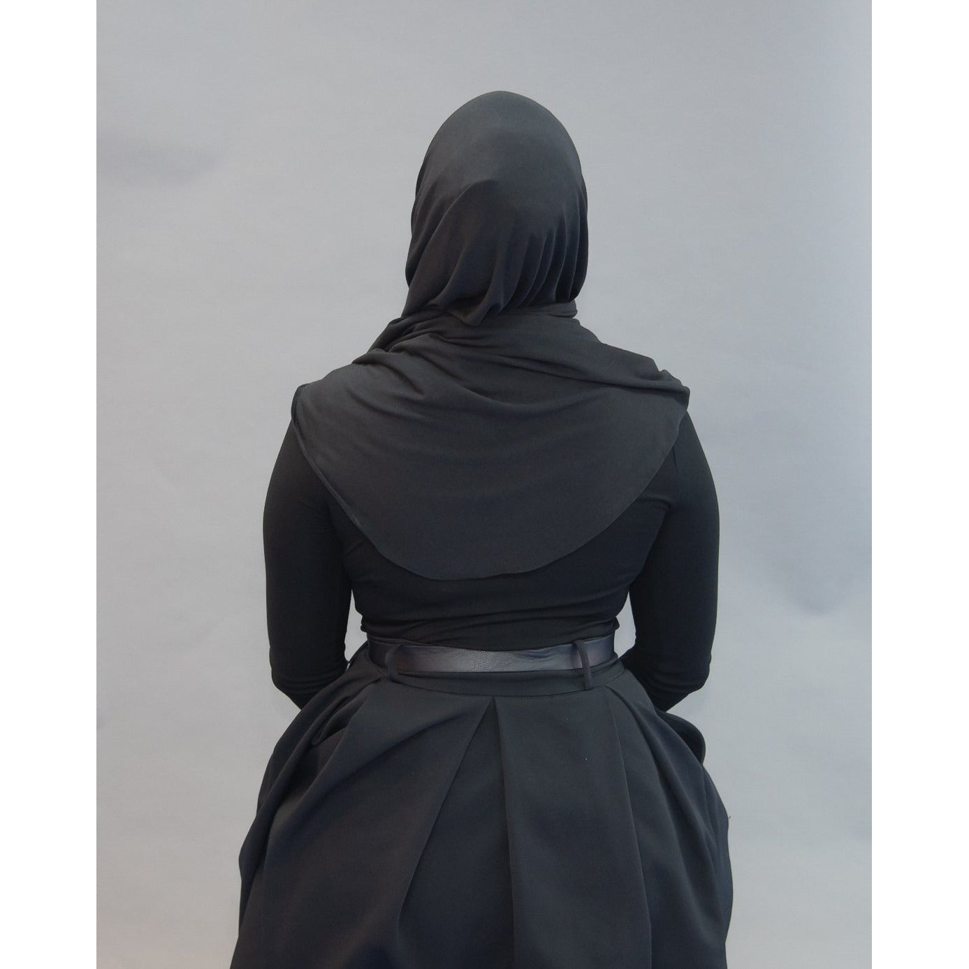 One Step Jersey Hijabs - Midnight Black - Modestia Collection is a Detroit scarf based brand with a curated for Detroiter's and to the eclectic style of scarf lovers around the globe.