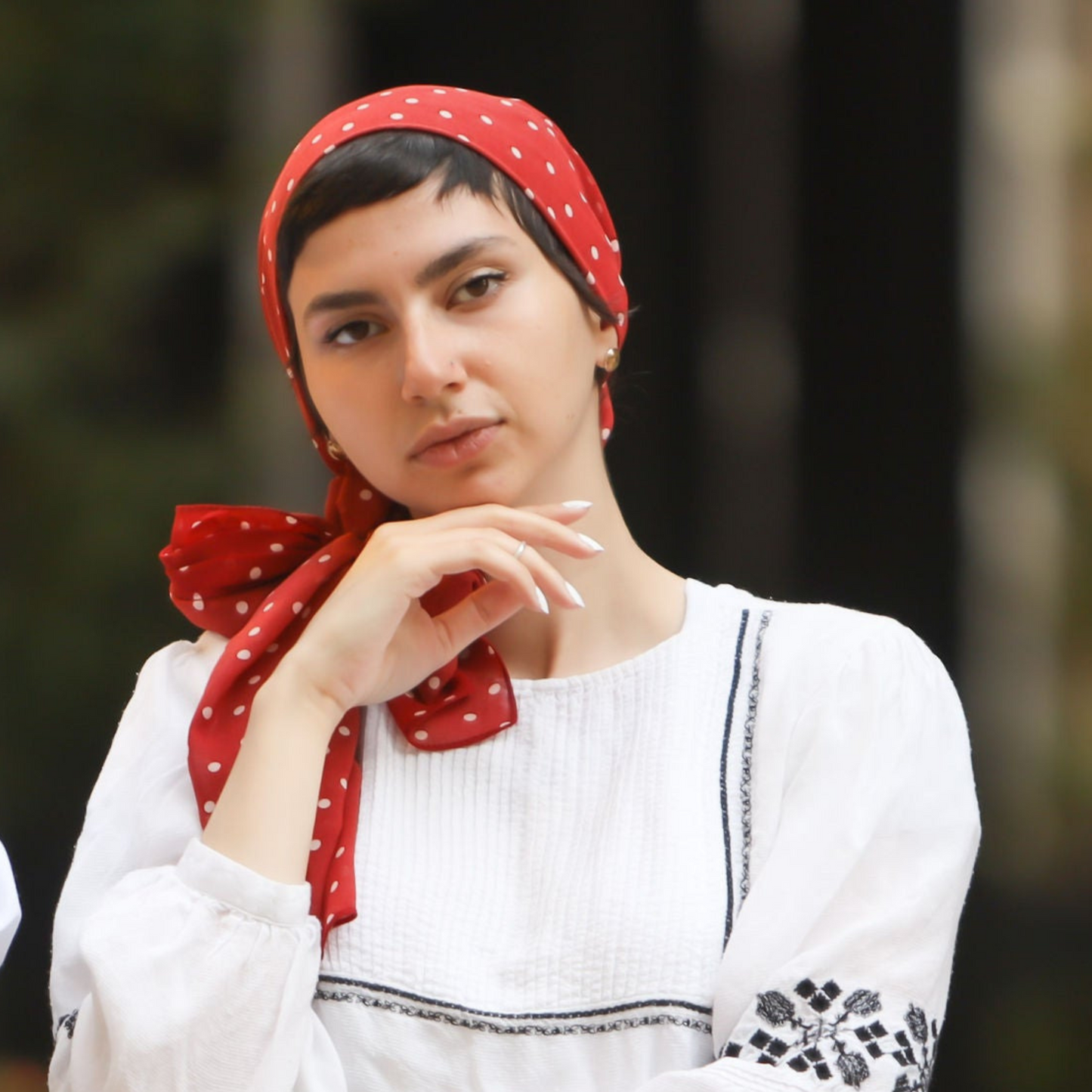 Polka Dot Chiffon Scarf