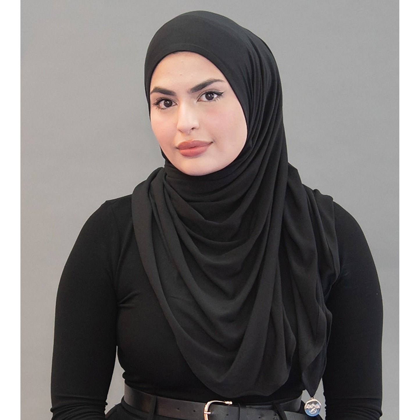 One Step Jersey Hijabs - Midnight Black - Modestia Collection is a Detroit scarf based brand with a curated for Detroiter's and to the eclectic style of scarf lovers around the globe.