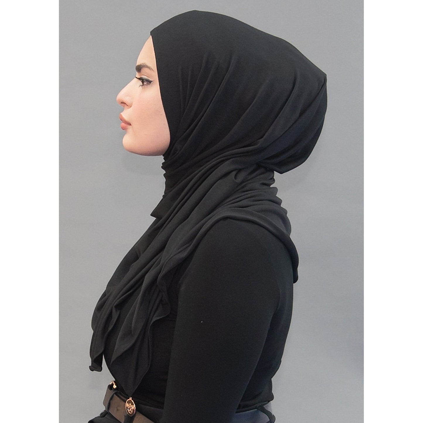 One Step Jersey Hijabs - Midnight Black - Modestia Collection is a Detroit scarf based brand with a curated for Detroiter's and to the eclectic style of scarf lovers around the globe.