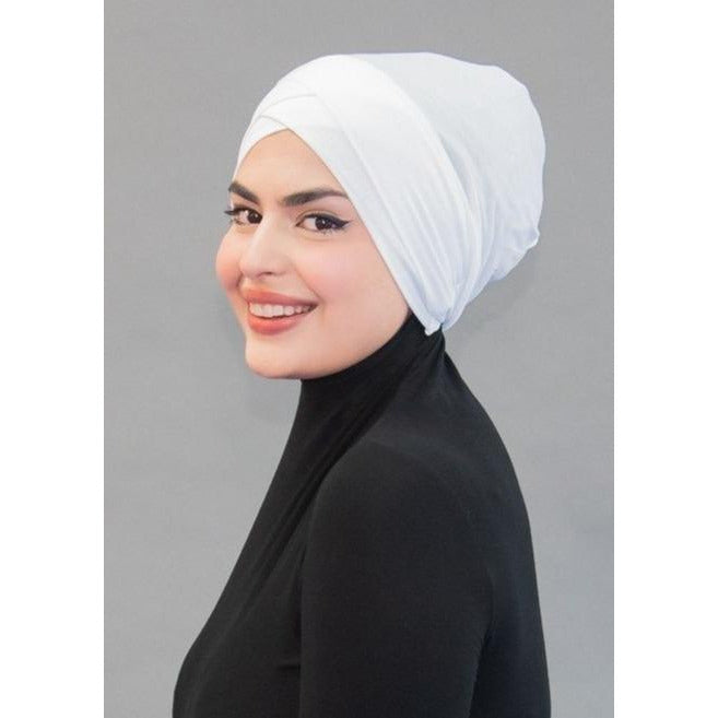 Criss Cross Cap- Snowy White - Modestia Collection is a Detroit scarf based brand with a curated for Detroiter's and to the eclectic style of scarf lovers around the globe.