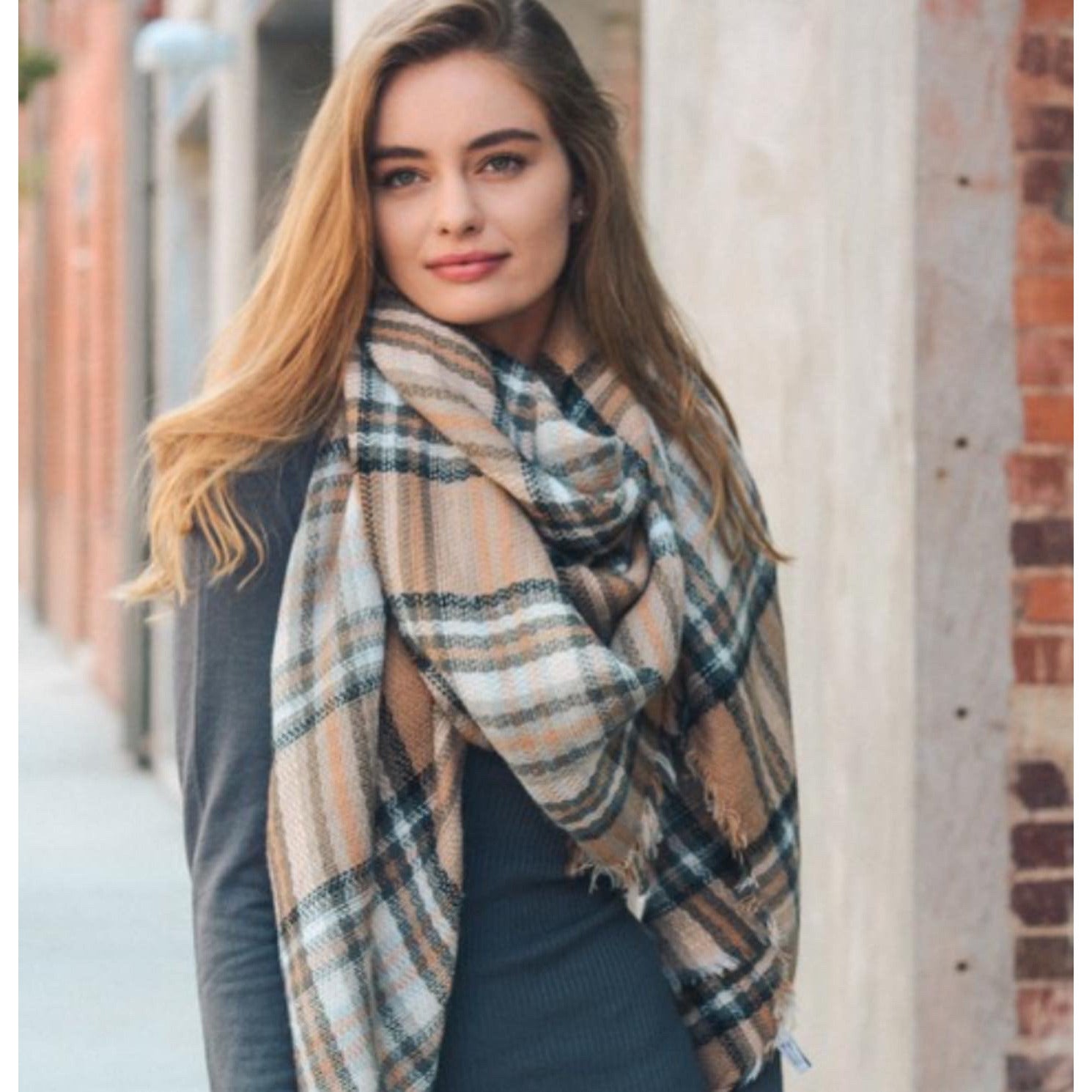 Cozy Cotton Tartan -Beige - Modestia Collection is a Detroit scarf based brand with a curated for Detroiter's and to the eclectic style of scarf lovers around the globe.