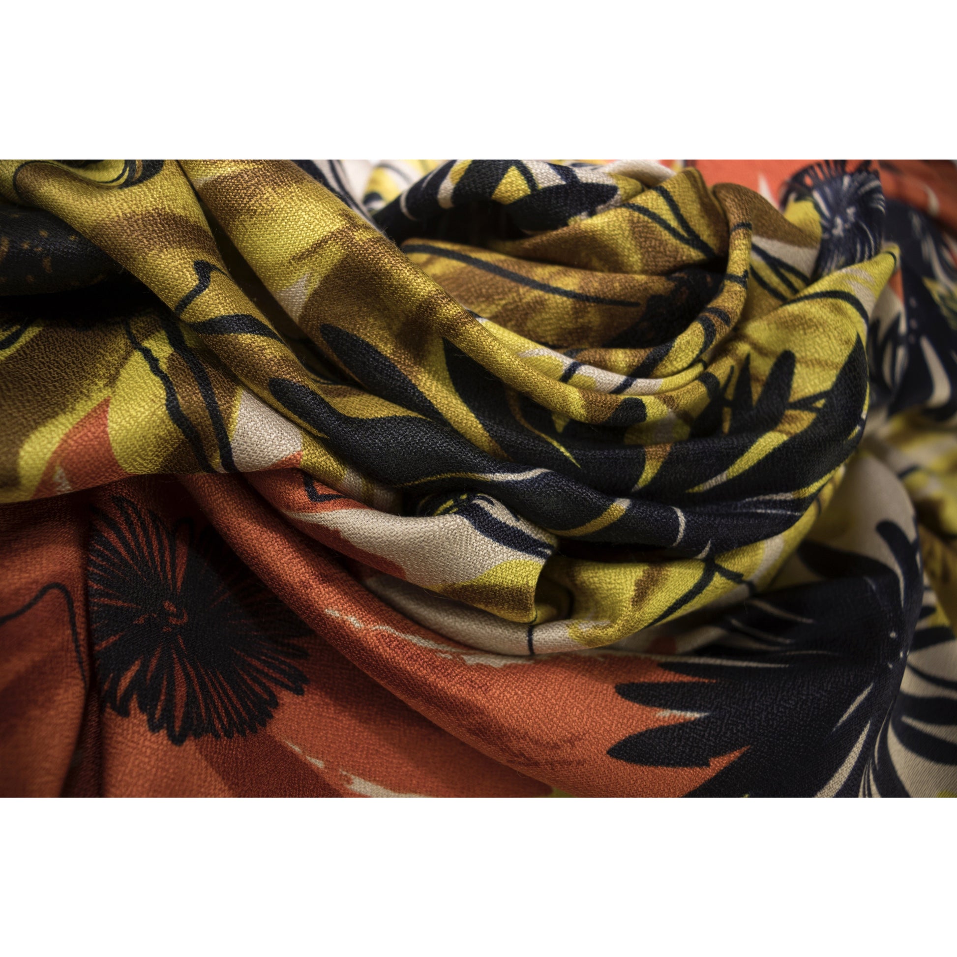 Botanical Garden - Dijon Orange - Modestia Collection is a Detroit scarf based brand with a curated for Detroiter's and to the eclectic style of scarf lovers around the globe.