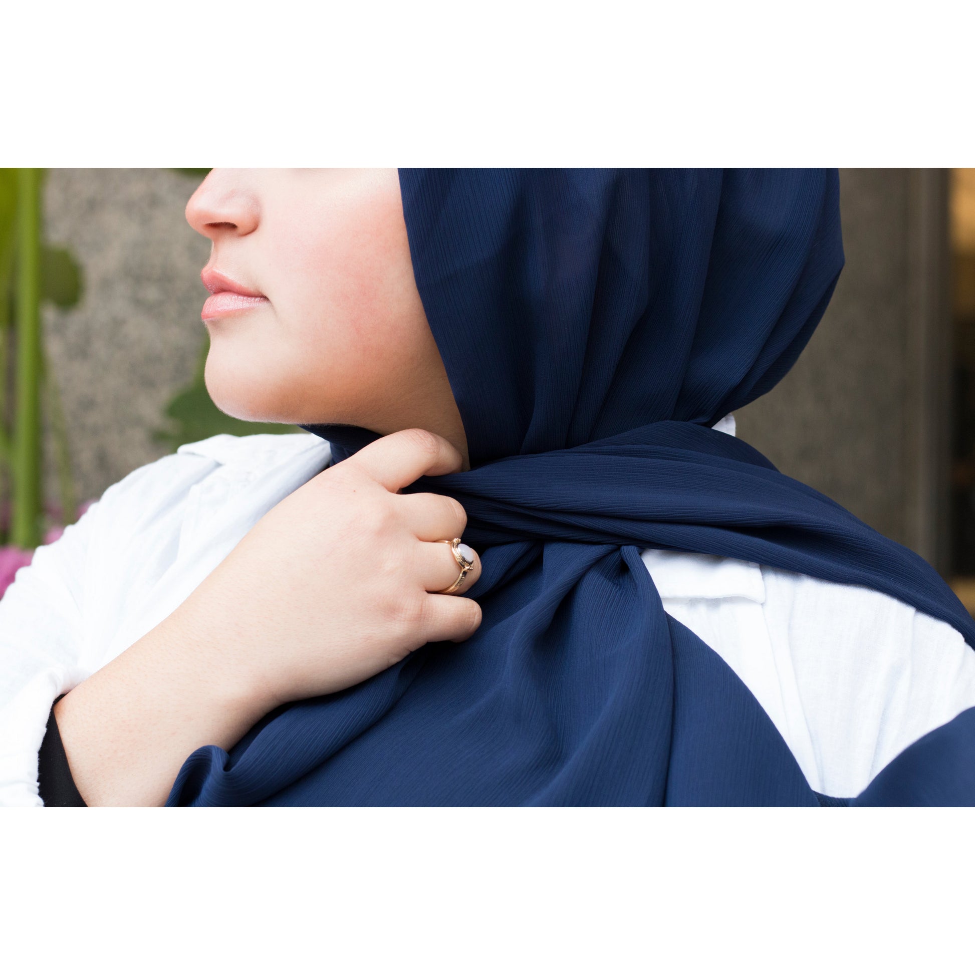 Chiffon Scarf-Navy - Modestia Collection is a Detroit scarf based brand with a curated for Detroiter's and to the eclectic style of scarf lovers around the globe.