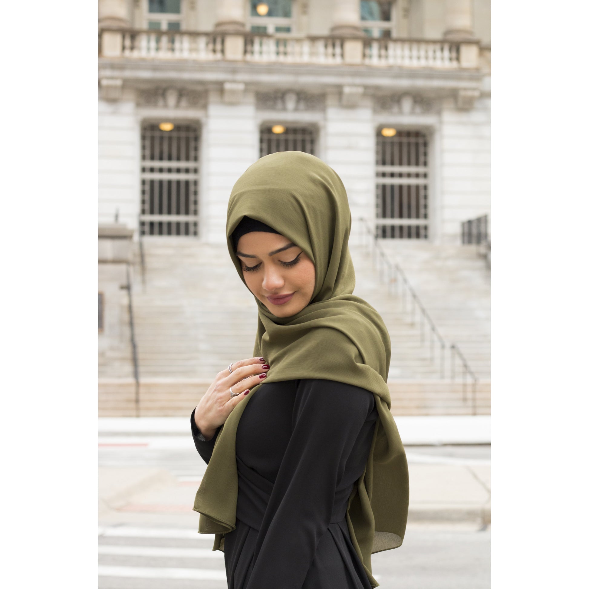 Chiffon Scarf- Olive - Modestia Collection is a Detroit scarf based brand with a curated for Detroiter's and to the eclectic style of scarf lovers around the globe.