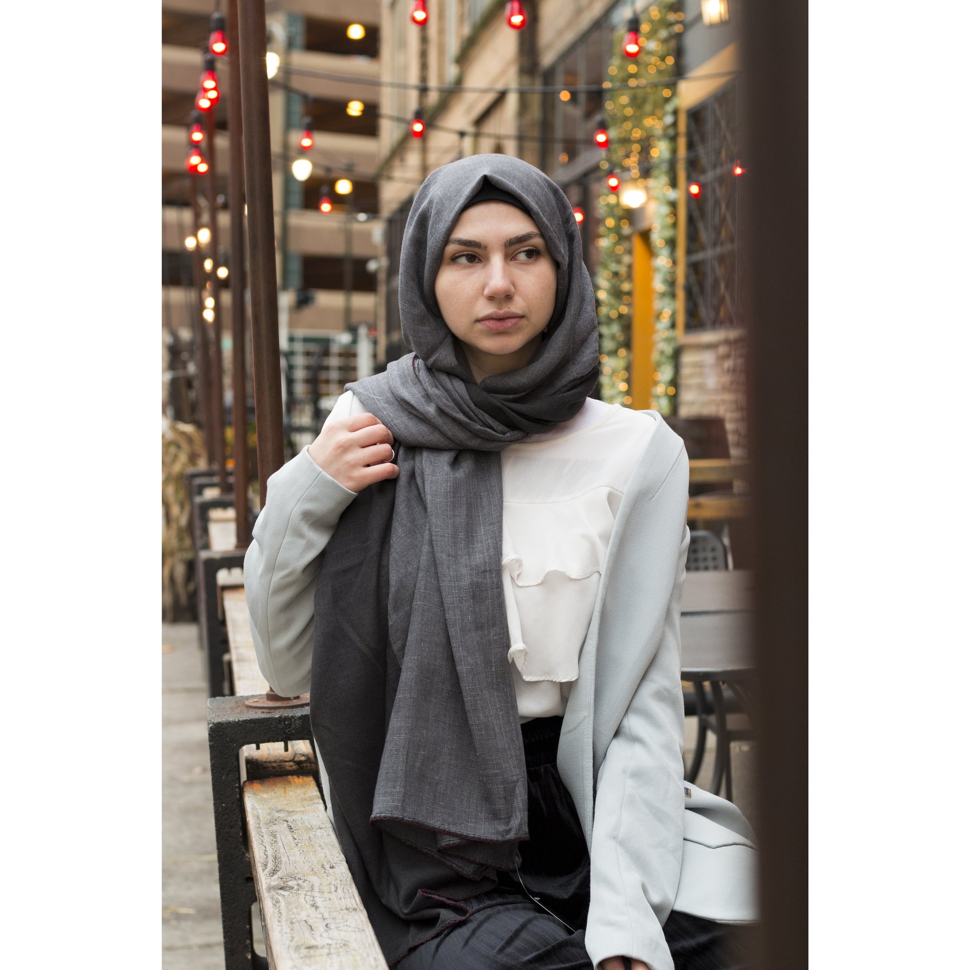 Color Block - Gray Black - Modestia Collection is a Detroit scarf based brand with a curated for Detroiter's and to the eclectic style of scarf lovers around the globe.