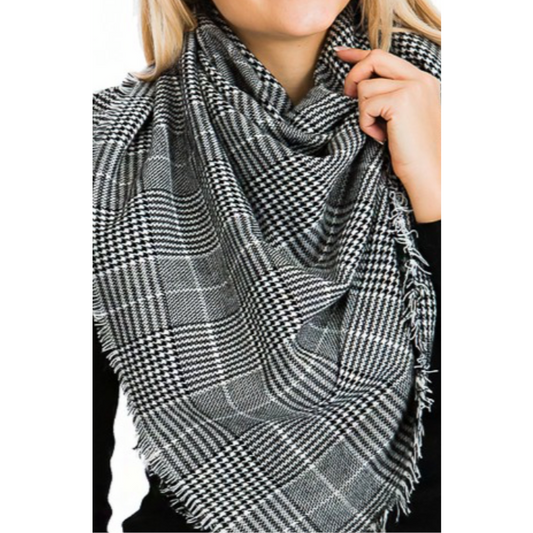 Cozy Black Plaid & houndstooth - Modestia Collection is a scarf brand with a higher purpose, representing the eclectic style of a diverse and inclusive community of scarf lovers.