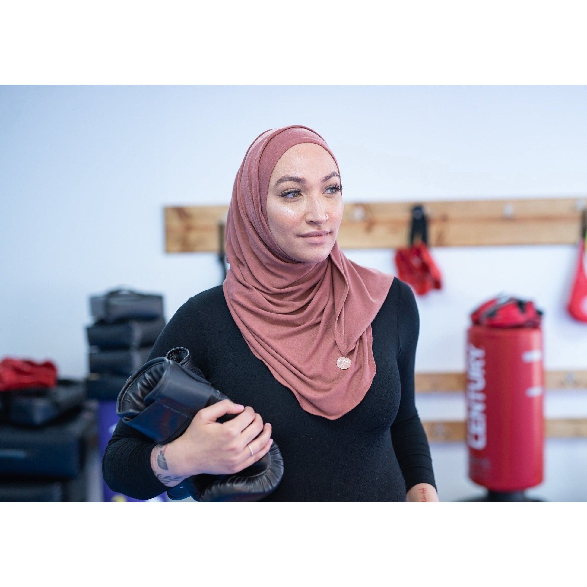One Step Jersey Hijabs - Desert Rose - Modestia Collection is a Detroit scarf based brand with a curated for Detroiter's and to the eclectic style of scarf lovers around the globe.